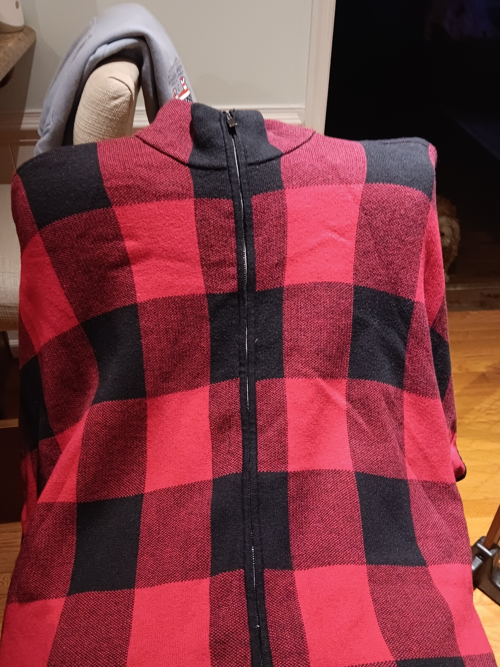 Jones New York Red and Black Buffalo Check Zip-Front Cape